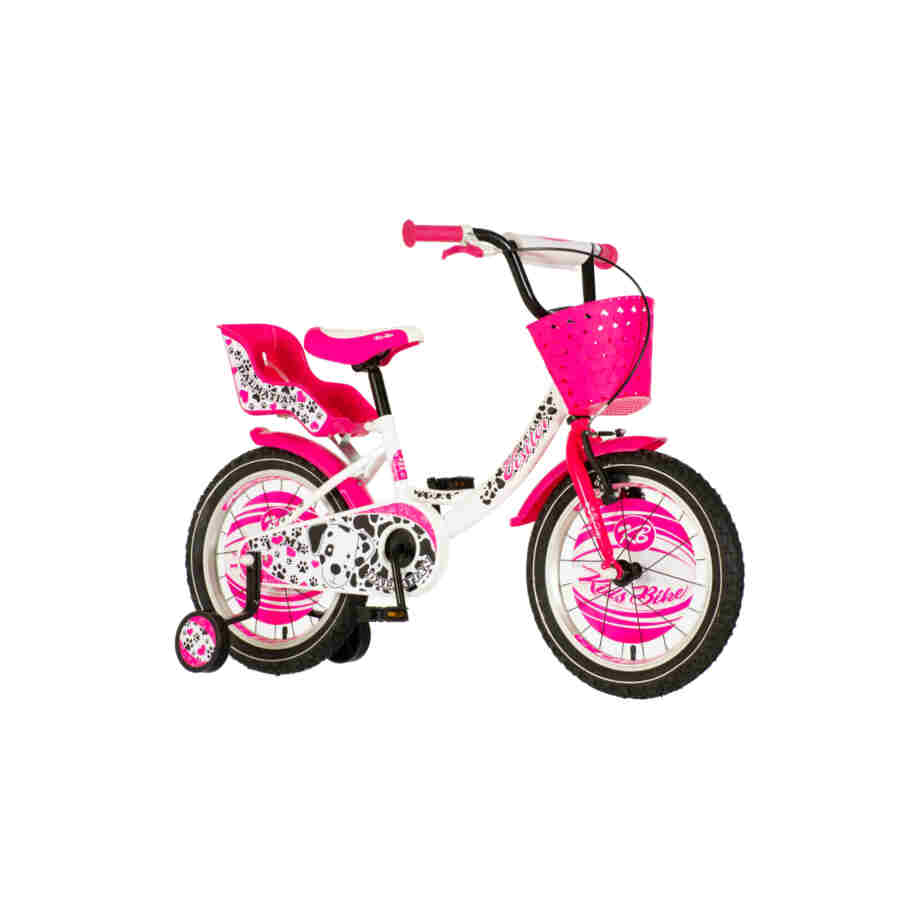 1160055-03 Bicikl kids visitor dalmatian 16" 8" v-brake kontra 105-125cm (16") belo roze