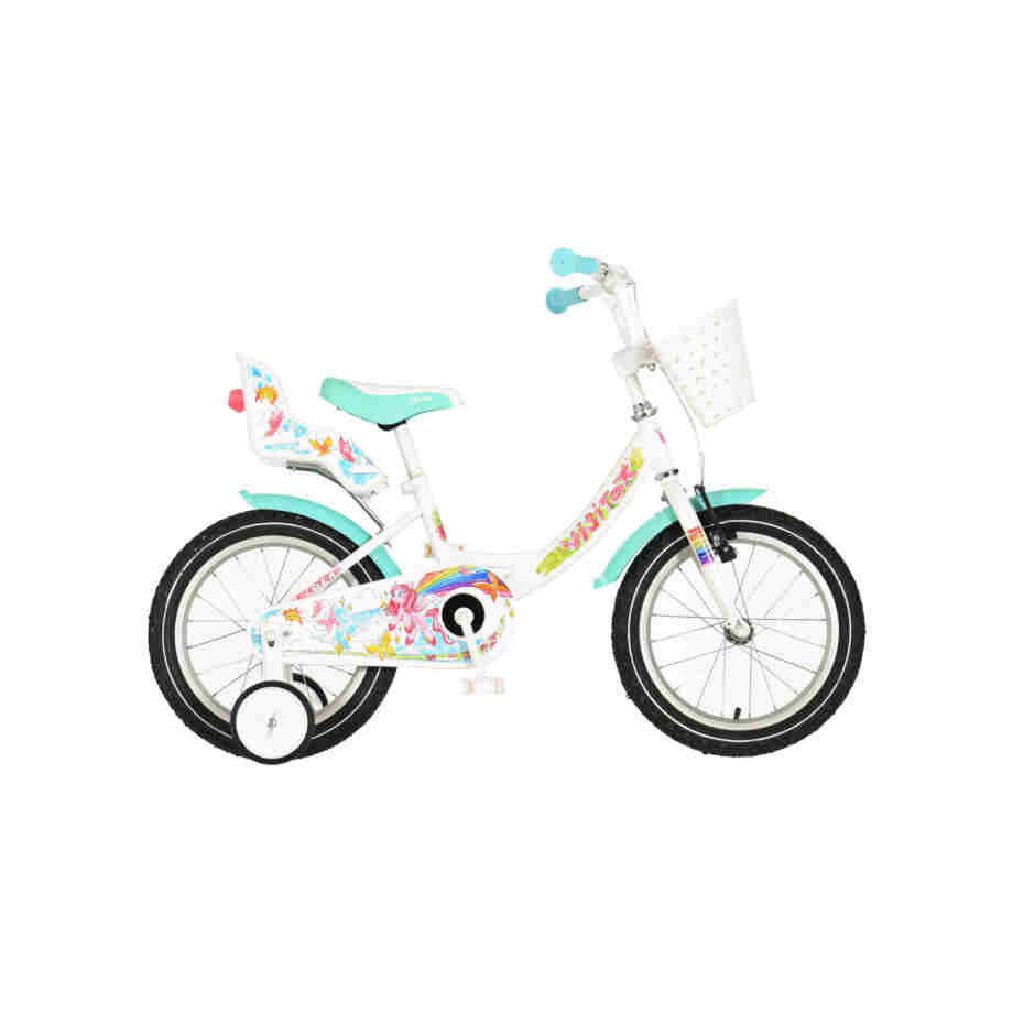 Bicikl kids visitor lola 16" 10" v-brake kontra 105-125cm (16") belo roze perla bicikl kids visitor lola 16 bicikl visitor lola 16 inča belo roze perla za devojčice
