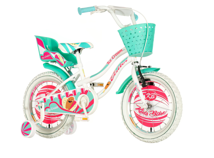 Bicikl kids visitor icecream 16" 9" v-brake kontra 105-125cm (16") belo tirkiz perla