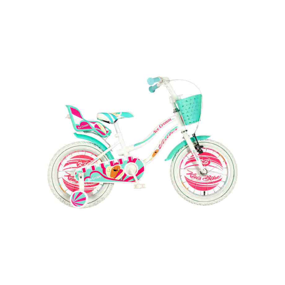 Bicikl kids visitor icecream 16" 9" v-brake kontra 105-125cm (16") belo tirkiz perla