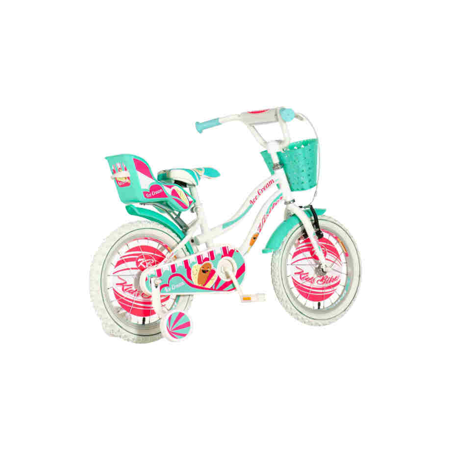 Bicikl kids visitor icecream 16" 9" v-brake kontra 105-125cm (16") belo tirkiz perla