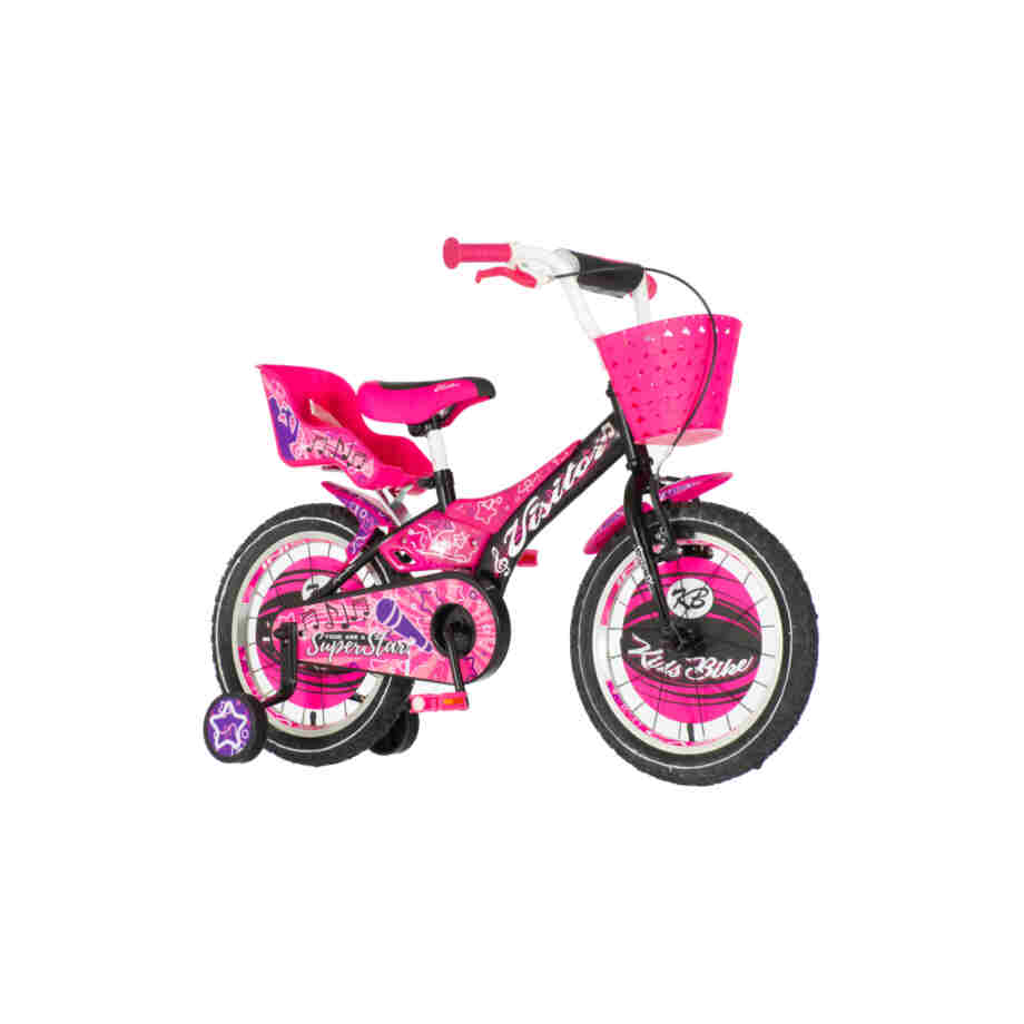 Bicikl kids visitor star 16" 10" v-brake kontra 105-125cm (16") crno ljubičasti