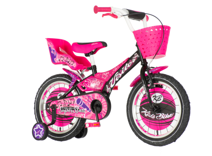 Bicikl kids visitor star 16" 10" v-brake kontra 105-125cm (16") crno ljubičasti