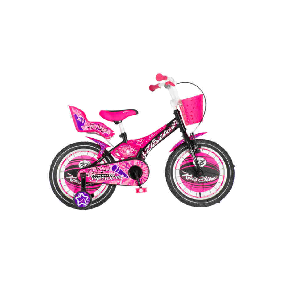 Bicikl kids visitor star 16" 10" v-brake kontra 105-125cm (16") crno ljubičasti