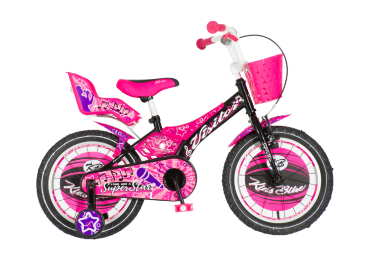 Bicikl kids visitor star 16" 10" v-brake kontra 105-125cm (16") crno ljubičasti