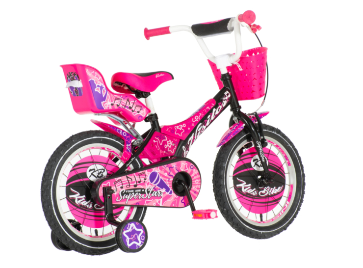 Bicikl kids visitor star 16" 10" v-brake kontra 105-125cm (16") crno ljubičasti