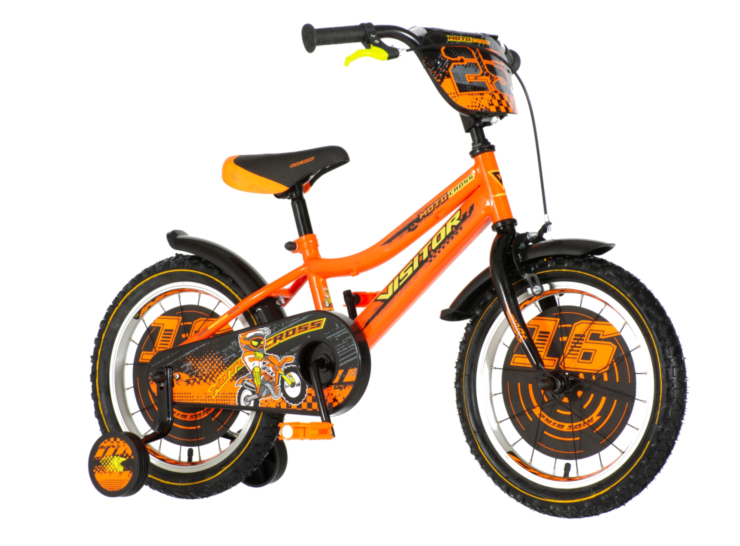 1160064-03 Bicikl kids visitor motocross 16" 9" v-brake kontra 105-125cm (16") neon narandžasti uv