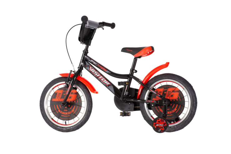 bicikl kids visitor xtreme 16 inča crno crveni sa v-brake kočnicom