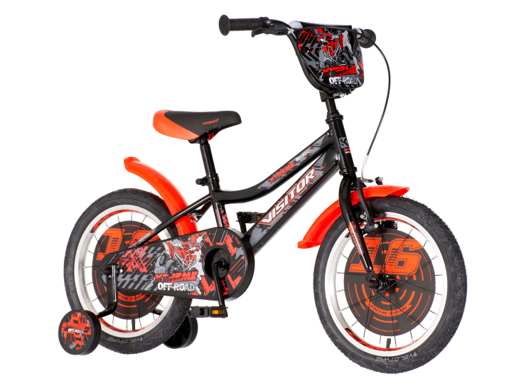 bicikl kids visitor xtreme 16 inča crno crveni sa v-brake kočnicom