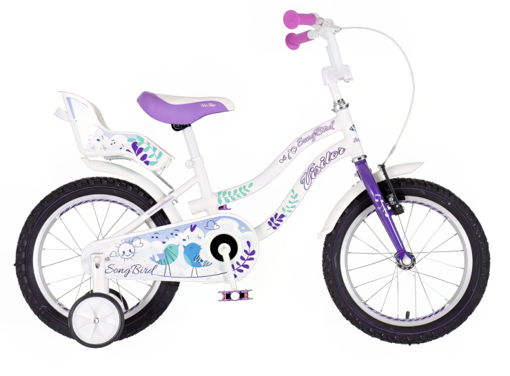 Bicikl kids visitor songbird 16" 9" v-brake kontra 105-125cm (16") belo ljubičasti perla bicikl kids visitor songbird 16 belo ljubičasti perla za devojčice