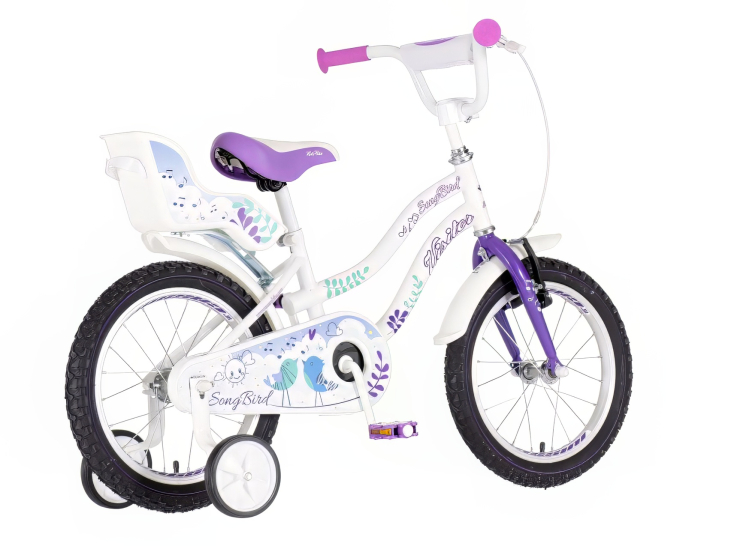 Bicikl kids visitor songbird 16" 9" v-brake kontra 105-125cm (16") belo ljubičasti perla bicikl kids visitor songbird 16 belo ljubičasti perla za devojčice