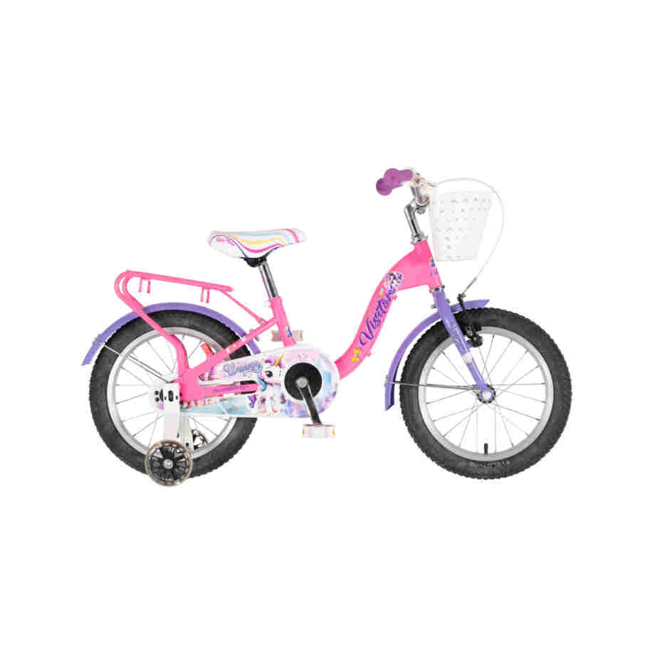 Bicikl kids visitor unicorn 16" 9" v-brake kontra 105-125cm (16") roze uv sjaj bicikl kids visitor unicorn 16 visitor unicorn 16 dečiji bicikl roze uv sjaj sa pomoćnim