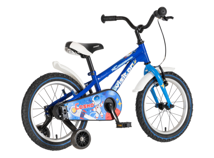 Bicikl kids visitor cosmo 16" 9" v-brake kontra 105-125cm (16") plavi bicikl kids visitor cosmo 16 dečiji bicikl visitor cosmo 16 plavi sa pomoćnim točkićima