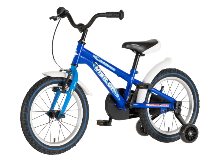 Bicikl kids visitor cosmo 16" 9" v-brake kontra 105-125cm (16") plavi bicikl kids visitor cosmo 16 dečiji bicikl visitor cosmo 16 plavi sa pomoćnim točkićima
