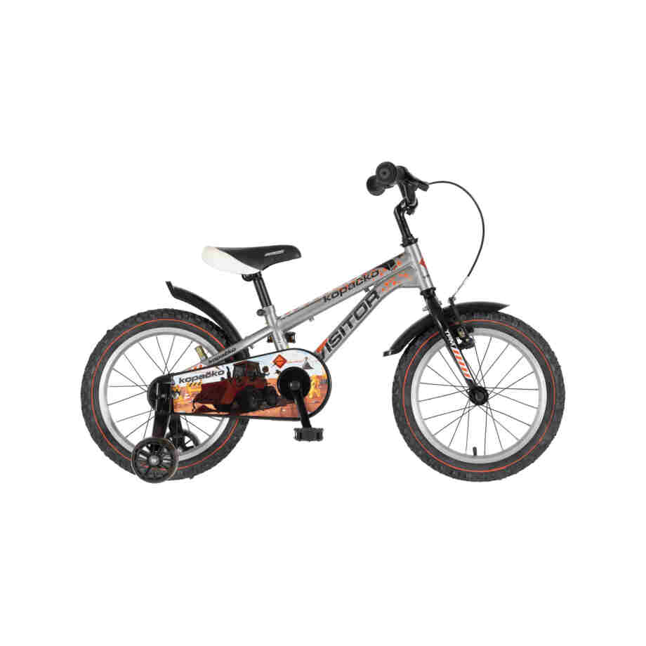 Bicikl kids visitor kopacko 16" 9" v-brake kontra 105-125cm (16") srebrni sjaj uv bicikl kids visitor kopacko 16 dečiji bicikl visitor kopacko 16 inča srebrni sa pomoćnim točkićima