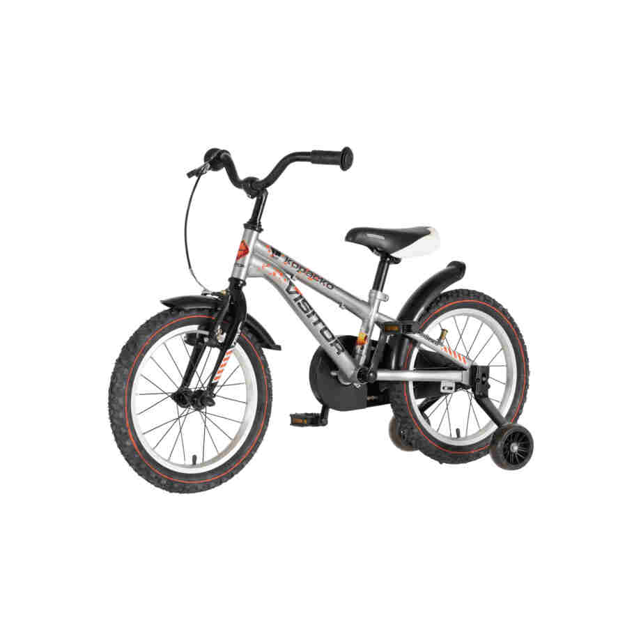 Bicikl kids visitor kopacko 16" 9" v-brake kontra 105-125cm (16") srebrni sjaj uv bicikl kids visitor kopacko 16 dečiji bicikl visitor kopacko 16 inča srebrni sa pomoćnim točkićima