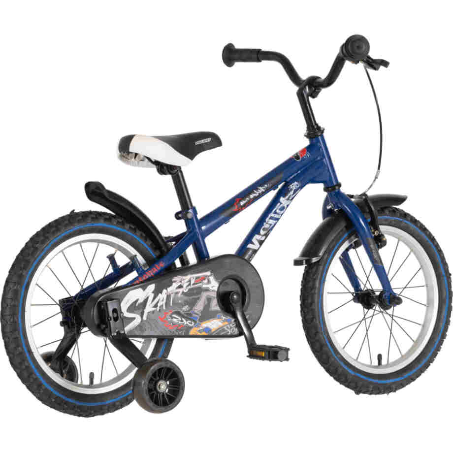 bicikl kids visitor beatskate 16" plavi perla sa pomoćnim točkićima za decu