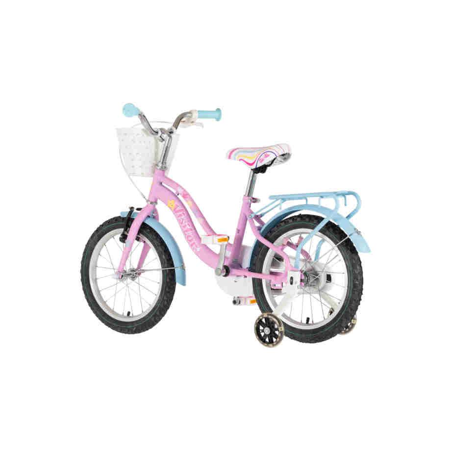 Bicikl kids visitor pearl 16" 9" v-brake kontra 105-125cm (16") roze bicikl kids visitor pearl 16 visitor pearl 16 roze dečiji bicikl sa pomoćnim točkićima za