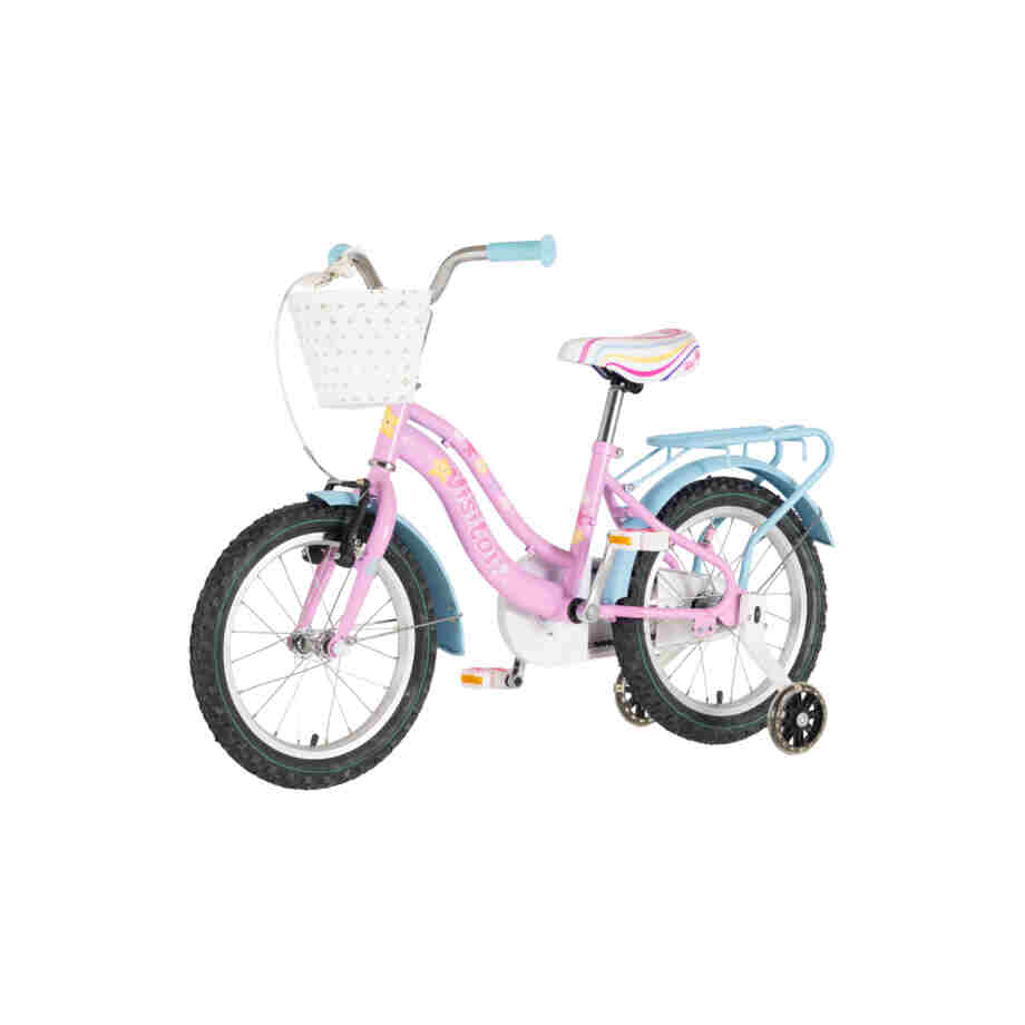 Bicikl kids visitor pearl 16" 9" v-brake kontra 105-125cm (16") roze bicikl kids visitor pearl 16 visitor pearl 16 roze dečiji bicikl sa pomoćnim točkićima za