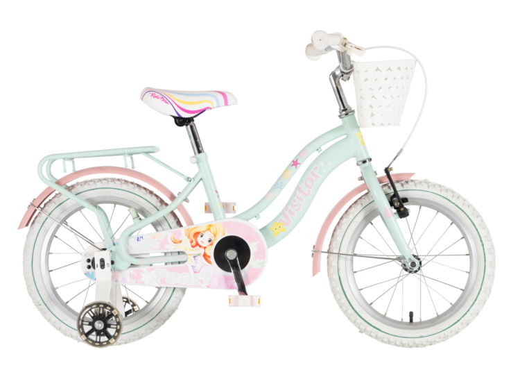 Bicikl kids visitor pearl 16" 9" v-brake kontra 105-125cm (16") tirkiz bicikl kids visitor pearl 16 tirkiz sa korpom i pomoćnim točkićima