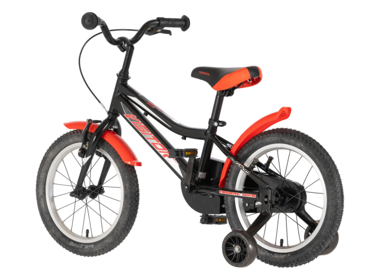 bicikl kids visitor redstriker 16 visitor redstriker 16 dečiji bicikl crno crveni sa pomoćnim točkićima