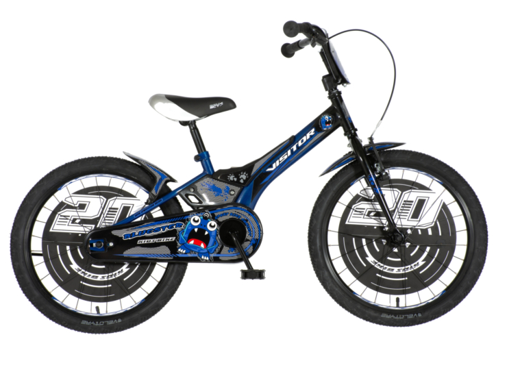 Bicikl kids visitor bluester 20" 10" v-brake kontra 115-135cm (20") crno plavi perla bicikl kids visitor bluester 20 visitor bluester dečiji bicikl 20 inča crno plavi sa v-brake