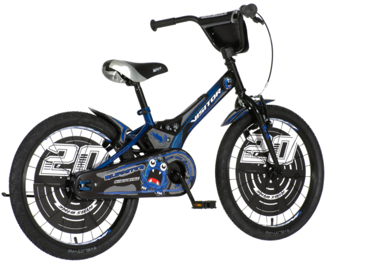 Bicikl kids visitor bluester 20" 10" v-brake kontra 115-135cm (20") crno plavi perla bicikl kids visitor bluester 20 visitor bluester dečiji bicikl 20 inča crno plavi sa v-brake