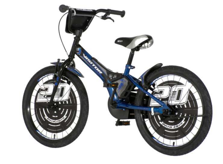 Bicikl kids visitor bluester 20" 10" v-brake kontra 115-135cm (20") crno plavi perla bicikl kids visitor bluester 20 visitor bluester dečiji bicikl 20 inča crno plavi sa v-brake