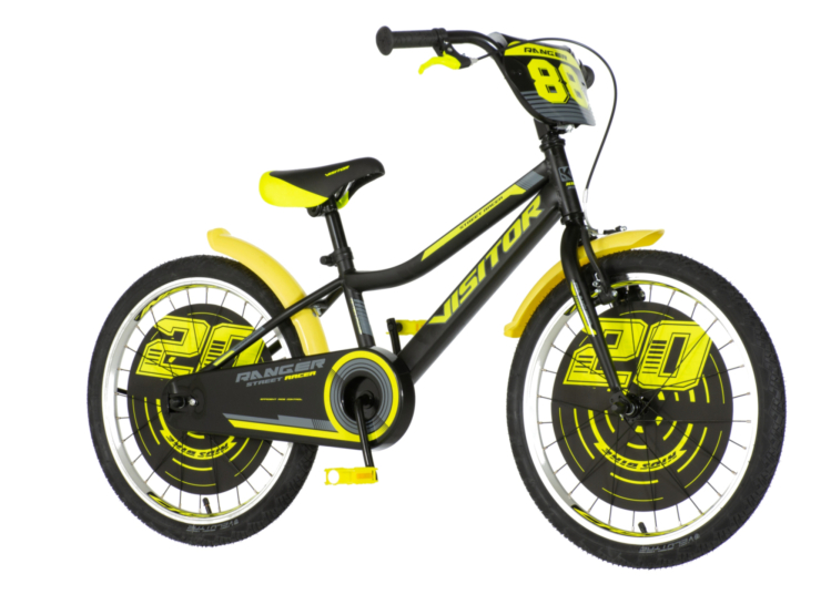 1203068-03 Bicikl kids visitor ranger 20" 10" v-brake kontra 115-135cm (20") crno žuti polu mat