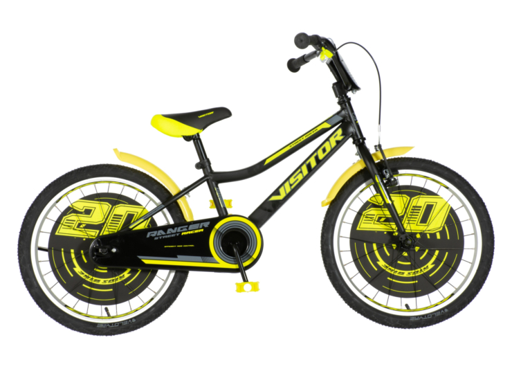 Bicikl kids visitor ranger 20" 10" v-brake kontra 115-135cm (20") crno žuti polu mat Bicikl kids visitor ranger 20" 10" v-brake kontra 115-135cm (20") crno žuti polu mat