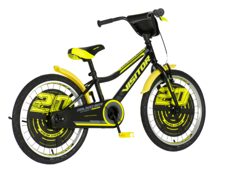 Bicikl kids visitor ranger 20" 10" v-brake kontra 115-135cm (20") crno žuti polu mat Bicikl kids visitor ranger 20" 10" v-brake kontra 115-135cm (20") crno žuti polu mat