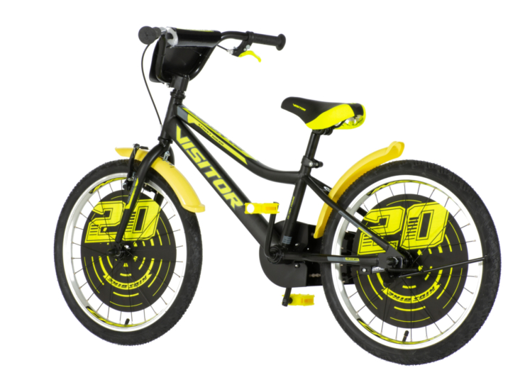Bicikl kids visitor ranger 20" 10" v-brake kontra 115-135cm (20") crno žuti polu mat Bicikl kids visitor ranger 20" 10" v-brake kontra 115-135cm (20") crno žuti polu mat