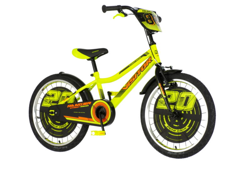 Bicikl kids visitor ranger 20" 10" v-brake kontra 115-135cm (20") neon žuti uv