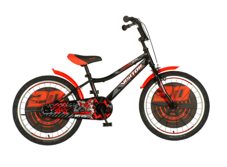 bicikl kids visitor xtreme 20 inča crno crveni sa čeličnim okvirom