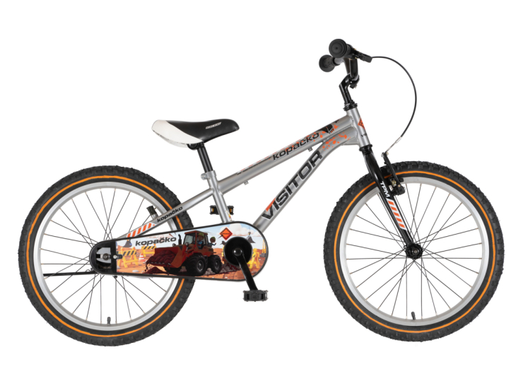 Bicikl kids visitor kopacko 20" 10" v-brake kontra 115-135cm (20") srebrni uv sjaj bicikl kids visitor kopacko 20 dečiji bicikl visitor kopacko 20 inča srebrni uv sjaj v-brake