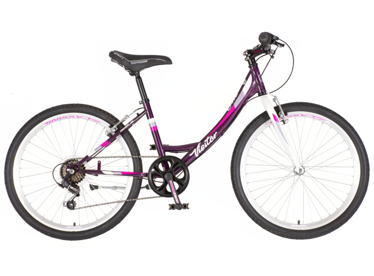 Bicikl junior 24 visitor fox 24" 14" v-brake 6 brzina 132-155cm (xs) ljubičasti bicikl junior 24 visitor fox ljubičasti planinski bicikl za devojčice