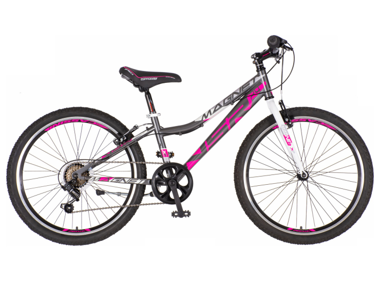Bicikl junior 24 visitor fox 24" 14" v-brake 6 brzina 132-155cm (xs) sivo roze polu mat bicikl junior 24 visitor fox visitor fox junior bicikl 24 sivo roze sa v-brake kočnicama