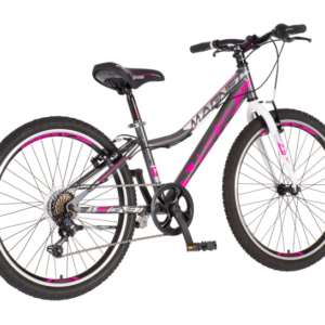 Bicikl junior 24 visitor fox 24" 14" v-brake 6 brzina 132-155cm (xs) sivo roze polu mat bicikl junior 24 visitor fox visitor fox junior bicikl 24 sivo roze sa v-brake kočnicama
