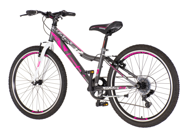 Bicikl junior 24 visitor fox 24" 14" v-brake 6 brzina 132-155cm (xs) sivo roze polu mat bicikl junior 24 visitor fox visitor fox junior bicikl 24 sivo roze sa v-brake kočnicama