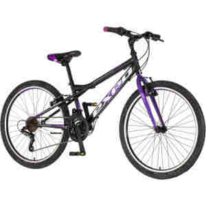 bicikl junior 24 explorer spark crno ljubičasti sa v-brake kočnicama