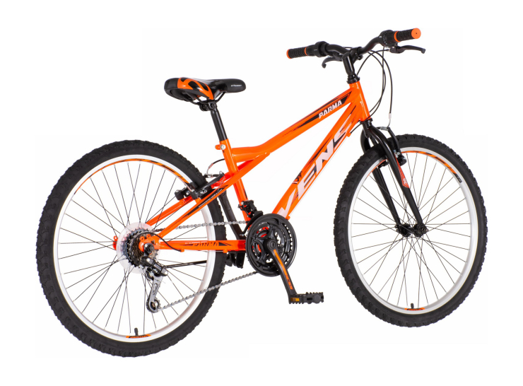 Bicikl junior 24 venssini parma 24" 13" v-brake 18 brzina 142-165cm (s) neon narandžasti uv bicikl junior 24 venssini parma neon narandžasti sa v-brake kočnicama