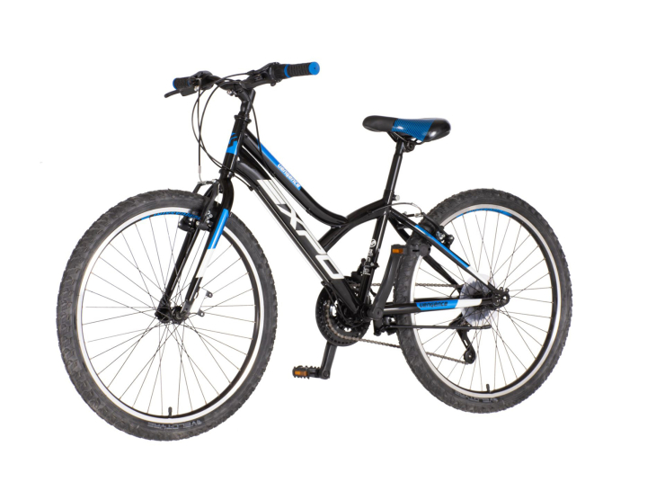 Bicikl junior 24 explorer spy 24" 13" v-brake 18 brzina 132-155cm (xs) crno plavi sjaj uv bicikl junior 24 explorer spy crno plavi sjaj uv 24 inča v-brake