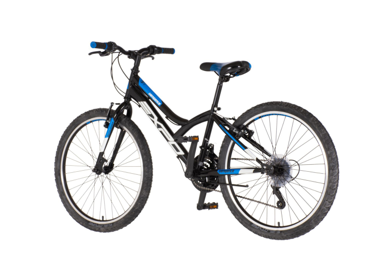 Bicikl junior 24 explorer spy 24" 13" v-brake 18 brzina 132-155cm (xs) crno plavi sjaj uv bicikl junior 24 explorer spy crno plavi sjaj uv 24 inča v-brake