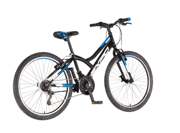 Bicikl junior 24 explorer spy 24" 13" v-brake 18 brzina 132-155cm (xs) crno plavi sjaj uv bicikl junior 24 explorer spy crno plavi sjaj uv 24 inča v-brake