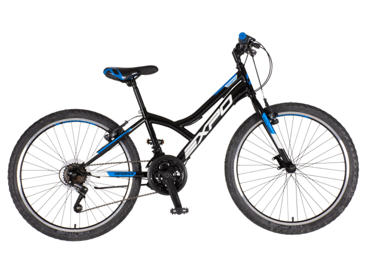 Bicikl junior 24 explorer spy 24" 13" v-brake 18 brzina 132-155cm (xs) crno plavi sjaj uv bicikl junior 24 explorer spy crno plavi sjaj uv 24 inča v-brake