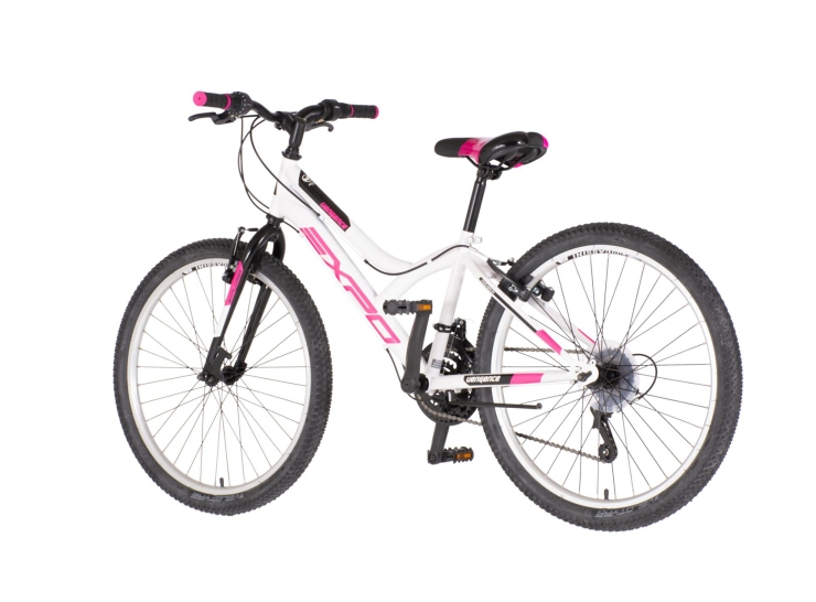 Bicikl junior 24 explorer spy 24" 13" v-brake 18 brzina 132-155cm (xs) belo roze perla uv sjaj bicikl junior 24 explorer spy explorer spy 24 dečiji bicikl belo roze perla uv sjaj