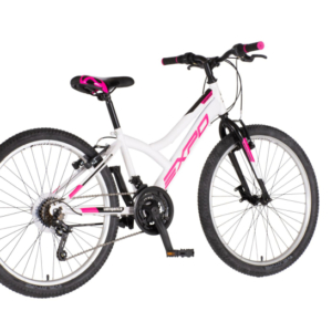 Bicikl junior 24 explorer spy 24" 13" v-brake 18 brzina 132-155cm (xs) belo roze perla uv sjaj bicikl junior 24 explorer spy explorer spy 24 dečiji bicikl belo roze perla uv sjaj