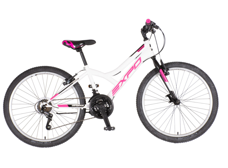 Bicikl junior 24 explorer spy 24" 13" v-brake 18 brzina 132-155cm (xs) belo roze perla uv sjaj bicikl junior 24 explorer spy explorer spy 24 dečiji bicikl belo roze perla uv sjaj