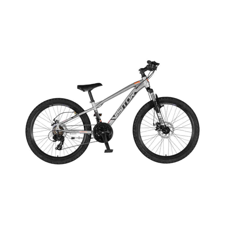 Bicikl junior 24 visitor cascade 24" amortizer 12" disk dupli 21 brzina 142-165cm (s) srebrni bicikl junior 24 visitor cascade visitor cascade junior mtb bicikl 24 inča srebrni amortizer disk