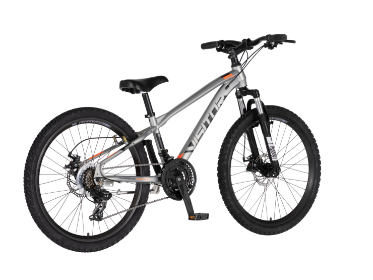 Bicikl junior 24 visitor cascade 24" amortizer 12" disk dupli 21 brzina 142-165cm (s) srebrni bicikl junior 24 visitor cascade visitor cascade junior mtb bicikl 24 inča srebrni amortizer disk